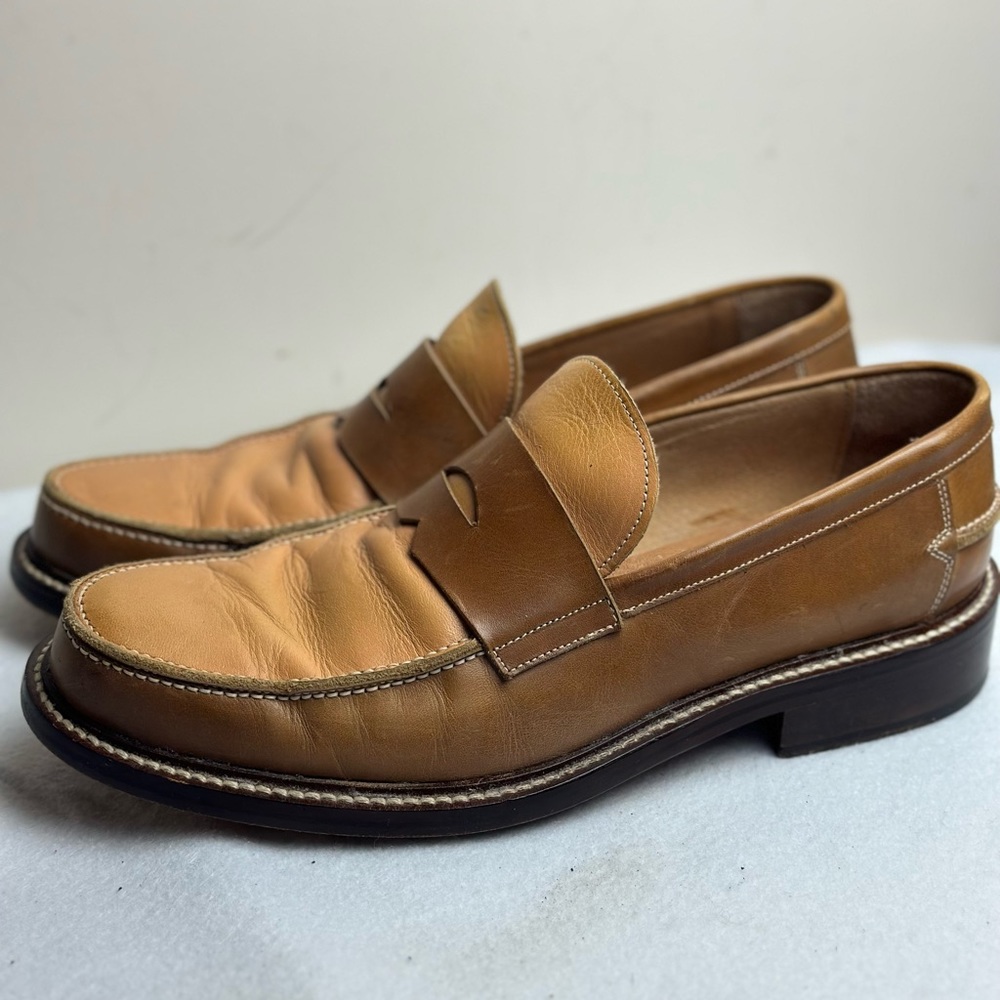 Vintage 90s ALDO  men’s brown tan beige loafers slip-on shoes size 43 10